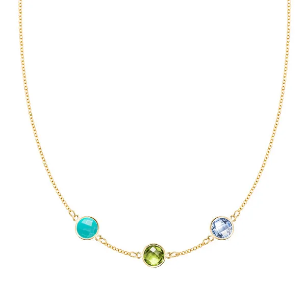 Personalized Grand 3 Birthstone Necklace in 14k Gold sold by Haverhill