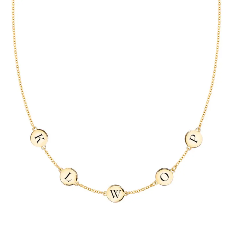 Personalized 5 Letter Necklace in 14k Gold (Single Spacing) sold by Haverhill