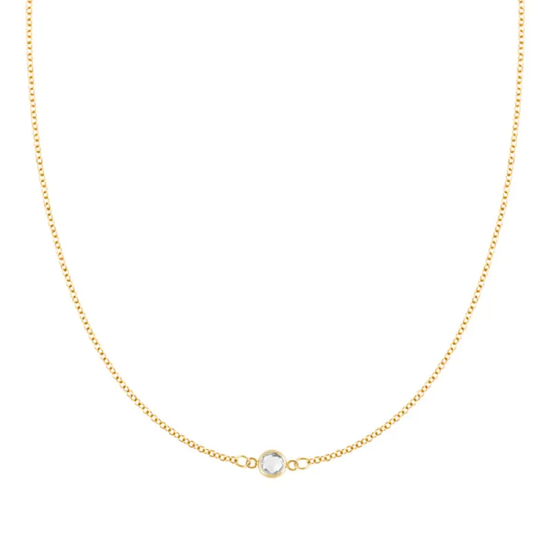 Personalized Classic 1 Birthstone Necklace in 14k Gold sold by Haverhill