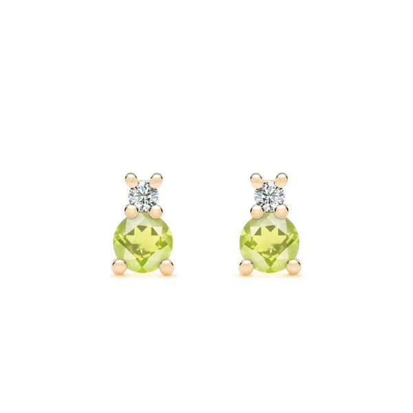 Personalized Greenwich Solitaire Birthstone & Diamond Earrings in 14k Gold sold by Haverhill