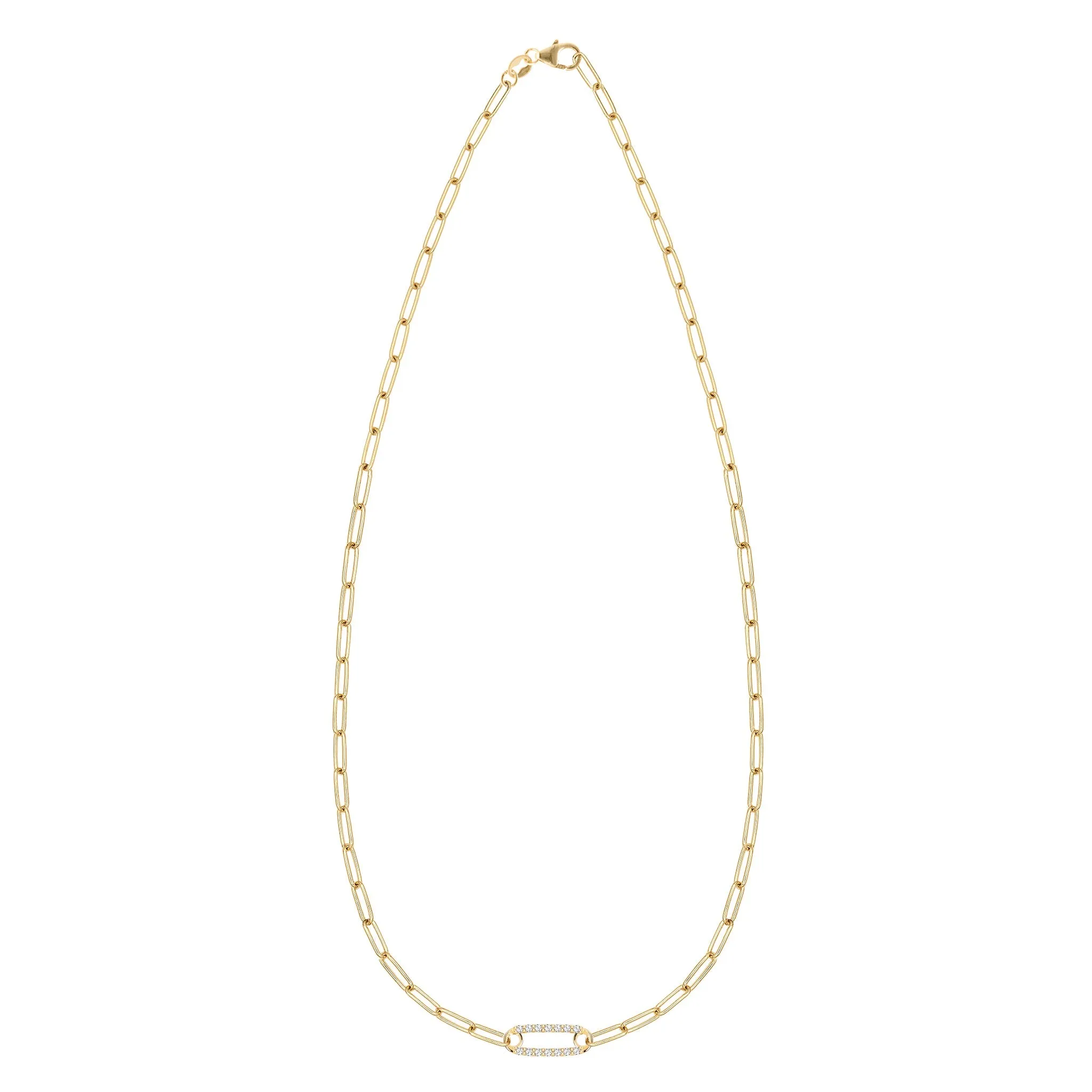 Personalized Adelaide 1 Pavé Birthstone Link Necklace in 14k Gold sold by Haverhill product image thumbnail 5