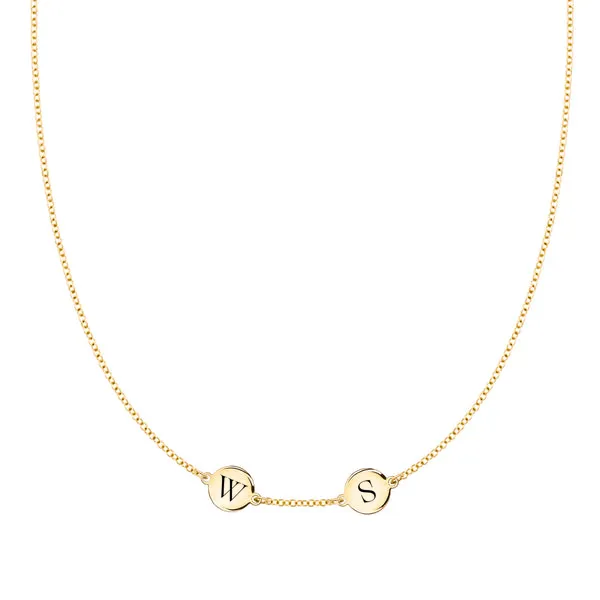Personalized 2 Letter Necklace in 14k Gold (Single Spacing) sold by Haverhill