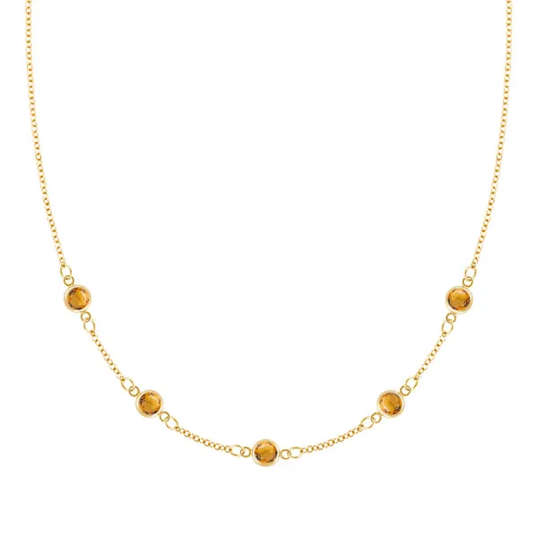 Personalized Classic 5 Birthstone Necklace in 14k Gold sold by Haverhill