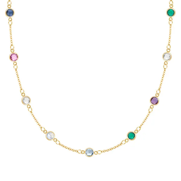Personalized Classic 9 Birthstone Necklace in 14k Gold sold by Haverhill