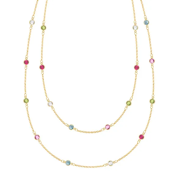 Personalized Bayberry Birthstone Long Necklace in 14k Gold sold by Haverhill