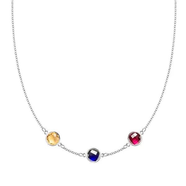 Personalized Grand 3 Birthstone Necklace in 14k Gold sold by Haverhill