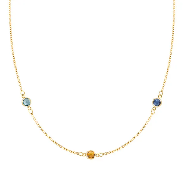 Personalized Classic 3 Birthstone Necklace in 14k Gold sold by Haverhill