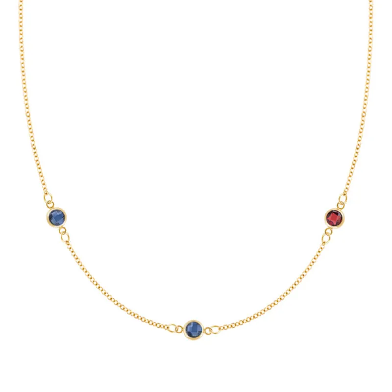 Personalized Classic 3 Birthstone Necklace in 14k Gold sold by Haverhill