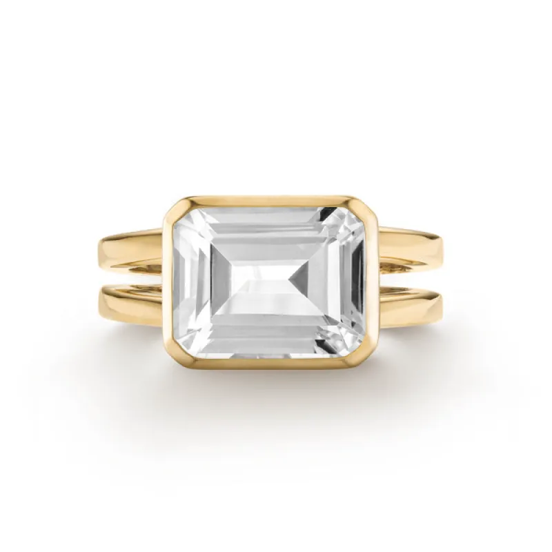 Personalized Warren Horizontal Birthstone Ring in 14k Gold made by Haverhill
