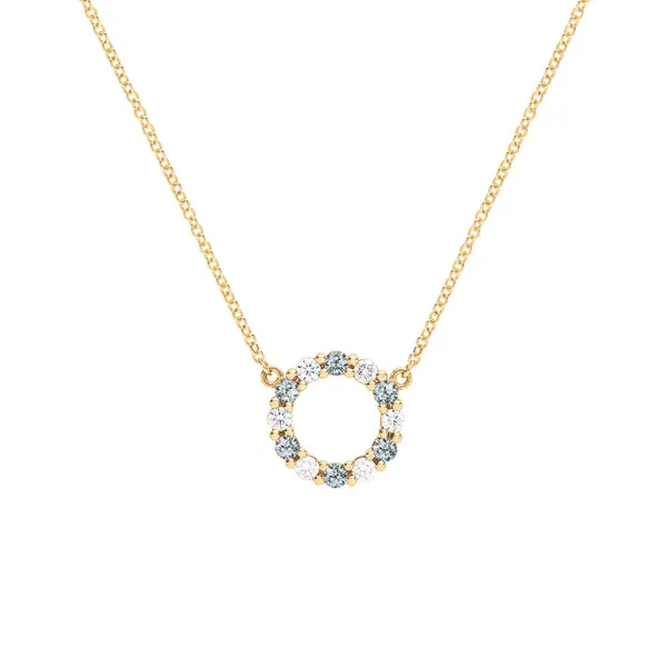 Personalized Rosecliff Small Circle Birthstone Necklace in 14k Gold sold by Haverhill