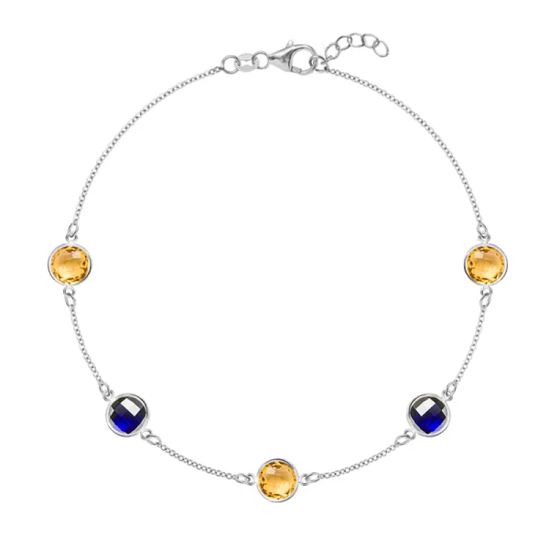 Personalized Grand 5 Birthstone Bracelet in 14k Gold sold by Haverhill