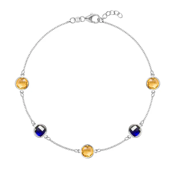 Personalized Grand 5 Birthstone Bracelet in 14k Gold sold by Haverhill