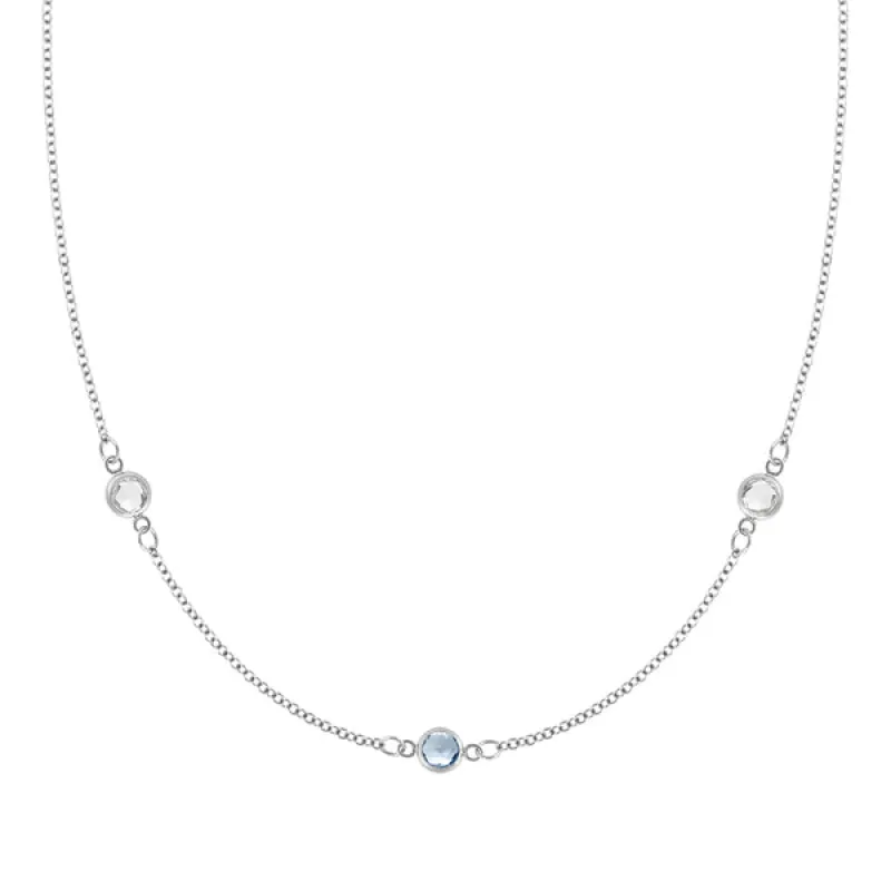 Personalized Classic 3 Birthstone Necklace in 14k Gold sold by Haverhill