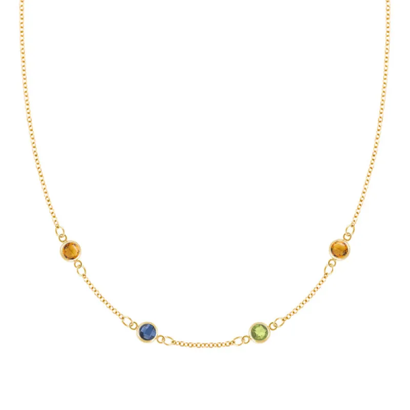 Personalized Classic 4 Birthstone Necklace in 14k Gold sold by Haverhill