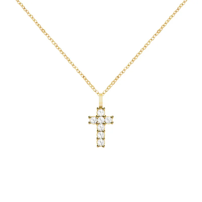 Personalized Rosecliff Small Cross Pendant in 14k Gold sold by Haverhill