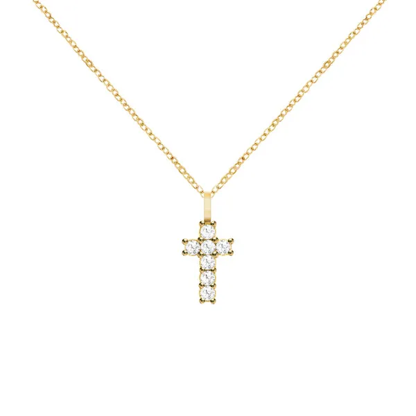 Personalized Rosecliff Small Cross Pendant in 14k Gold sold by Haverhill