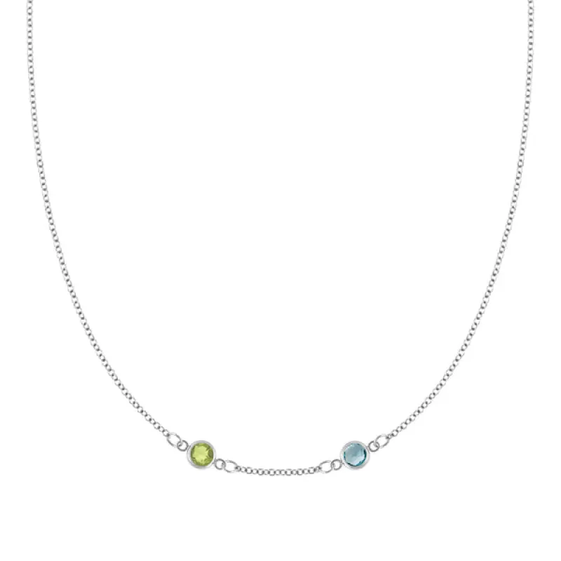 Personalized Classic 2 Birthstone Necklace in 14k Gold (Centered) sold by Haverhill