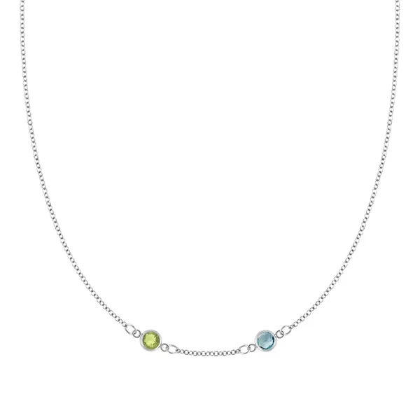 Personalized Classic 2 Birthstone Necklace in 14k Gold (Centered) sold by Haverhill