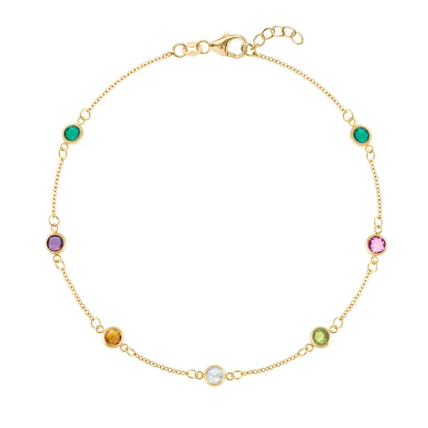 Personalized Classic 7 Birthstone Bracelet in 14k Gold sold by Haverhill