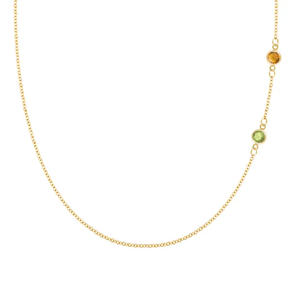 Personalized Classic 2 Birthstone Necklace in 14k Gold sold by Haverhill