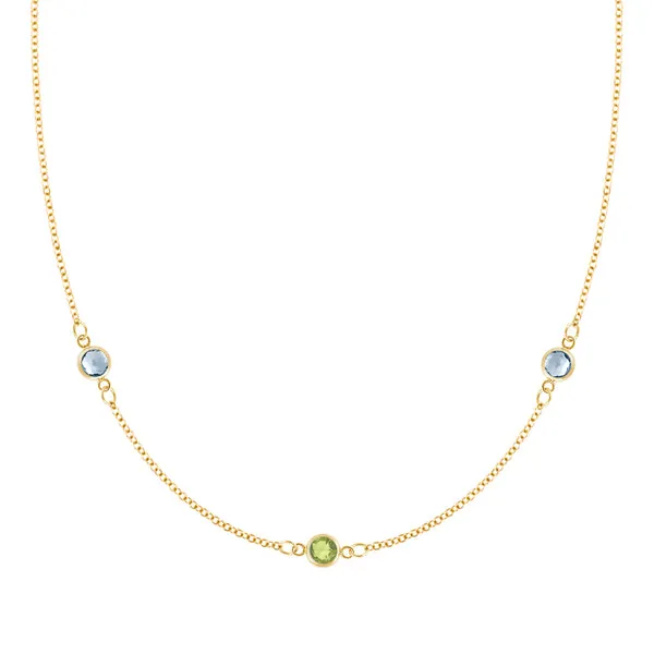 Personalized Classic 3 Birthstone Necklace in 14k Gold sold by Haverhill