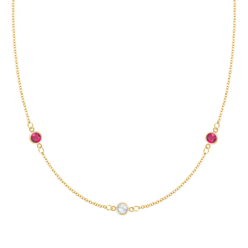 Personalized Classic 3 Birthstone Necklace in 14k Gold sold by Haverhill