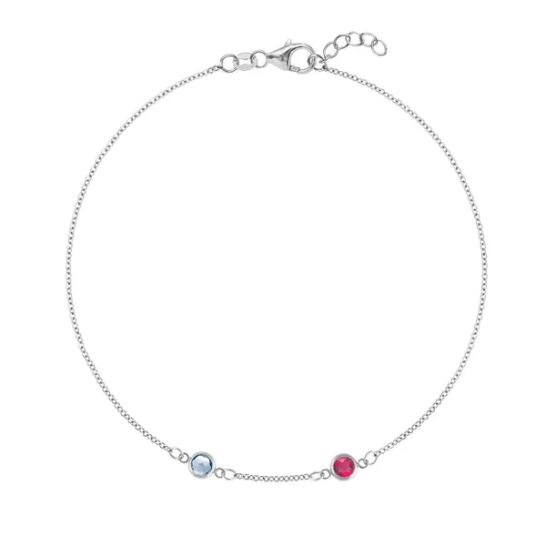 Personalized Classic 2 Birthstone Bracelet in 14k Gold sold by Haverhill