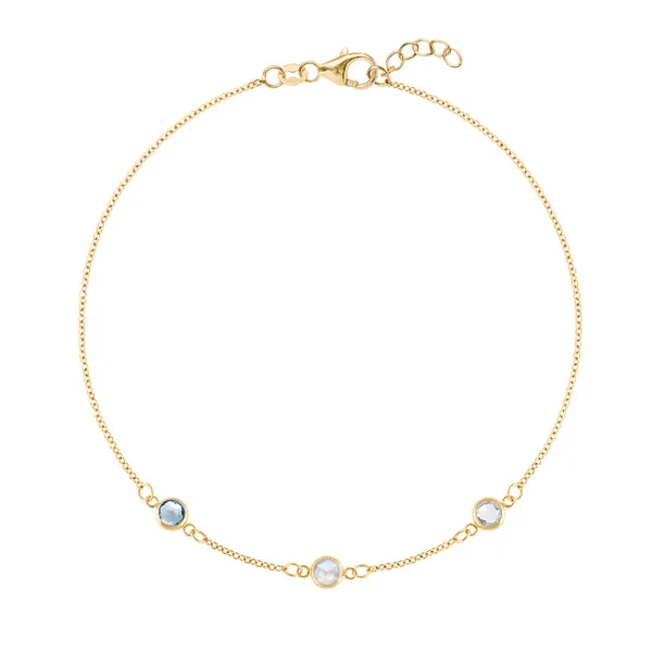 Personalized Classic 3 Birthstone Bracelet in 14k Gold sold by Haverhill