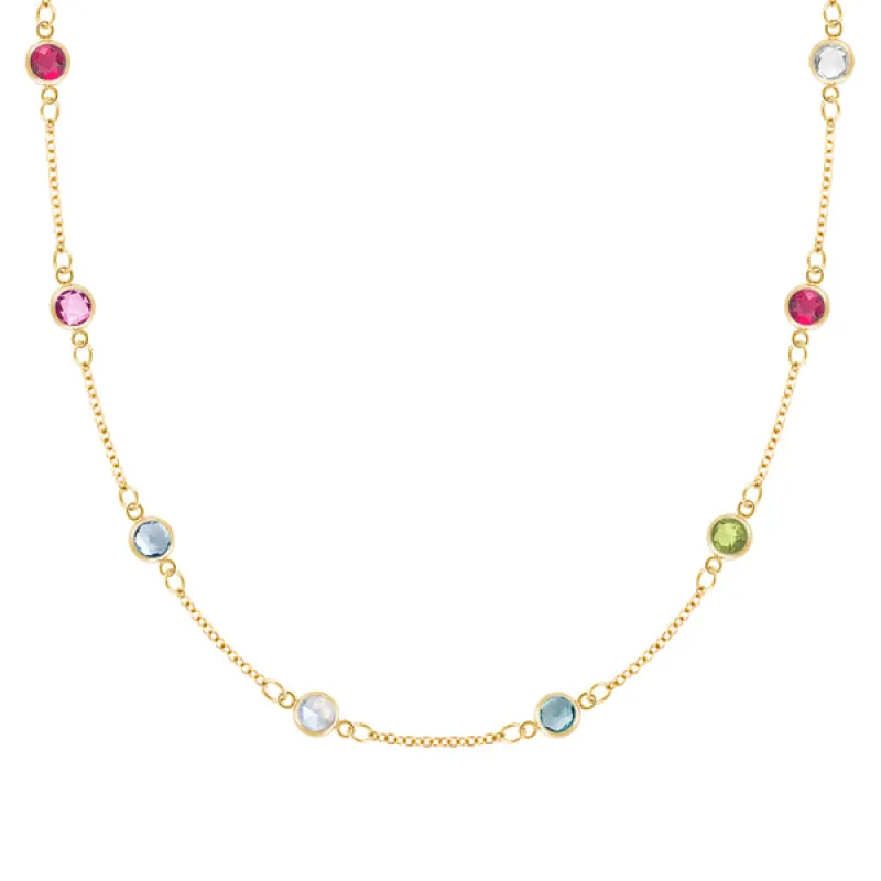 Personalized Classic 8 Birthstone Necklace in 14k Gold sold by Haverhill