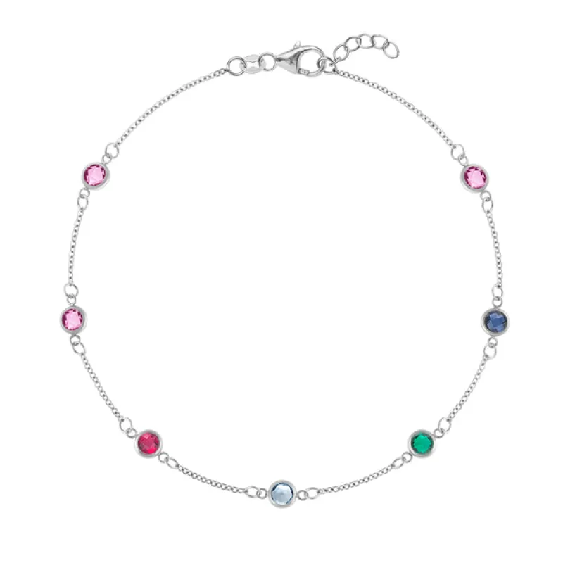Personalized Classic 7 Birthstone Bracelet in 14k Gold sold by Haverhill