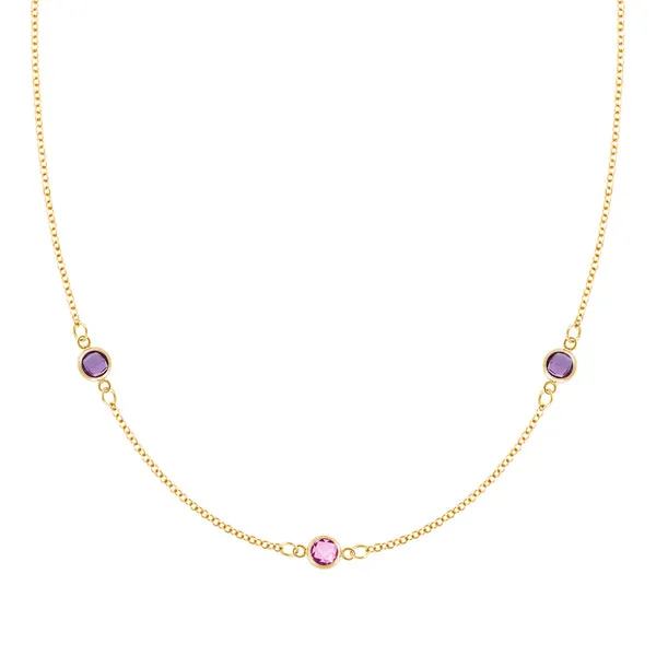 Personalized Classic 3 Birthstone Necklace in 14k Gold sold by Haverhill