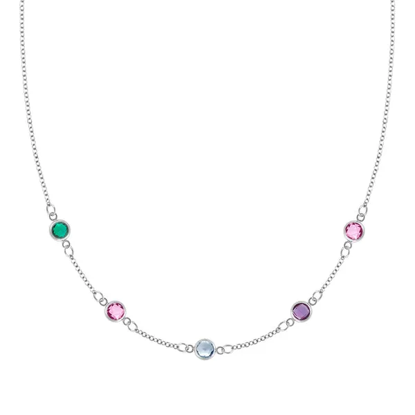 Personalized Classic 5 Birthstone Necklace in 14k Gold sold by Haverhill