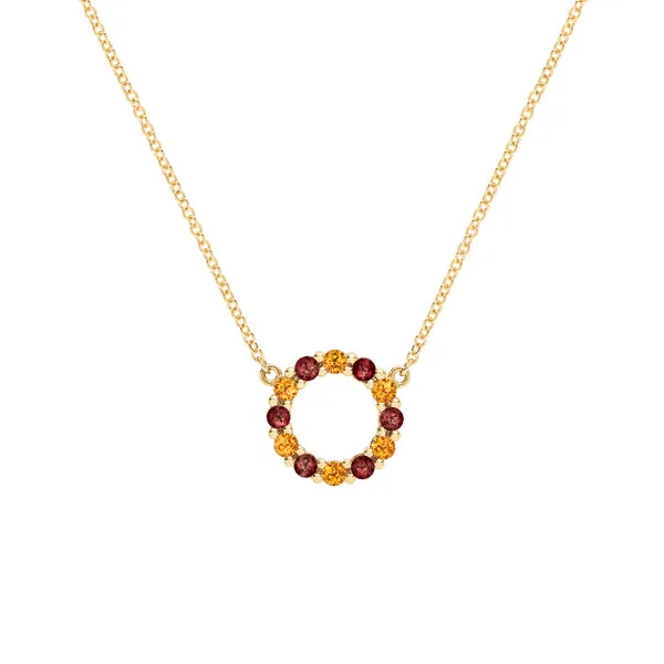 Personalized Rosecliff Small Circle Birthstone Necklace in 14k Gold sold by Haverhill