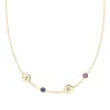 Personalized Classic 2 Letter & 2 Birthstone Necklace in 14k Gold (Single Spacing) sold by Haverhill