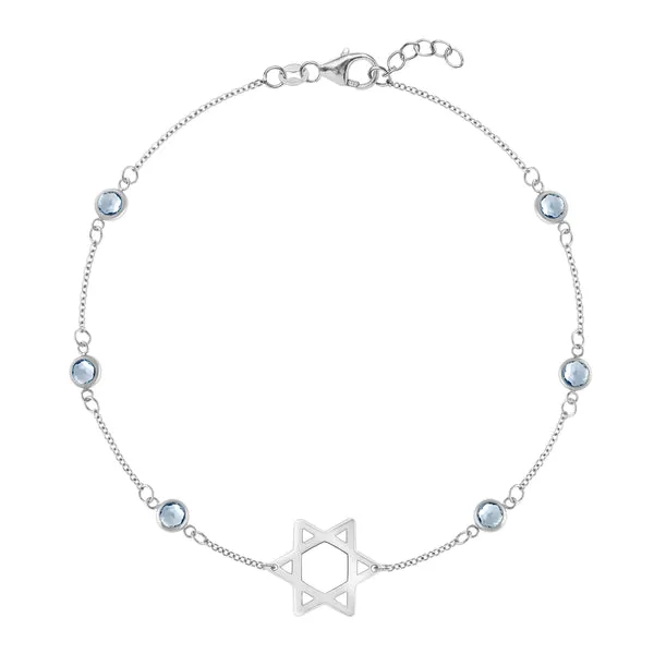 Personalized Bayberry Birthstone Star of David Bracelet in 14k Gold sold by Haverhill