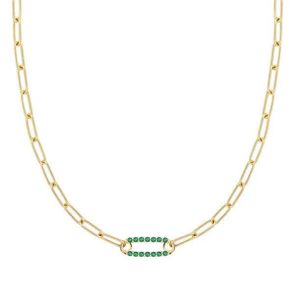 Personalized Adelaide 1 Pavé Birthstone Link Necklace in 14k Gold sold by Haverhill