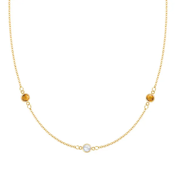 Personalized Classic 3 Birthstone Necklace in 14k Gold sold by Haverhill