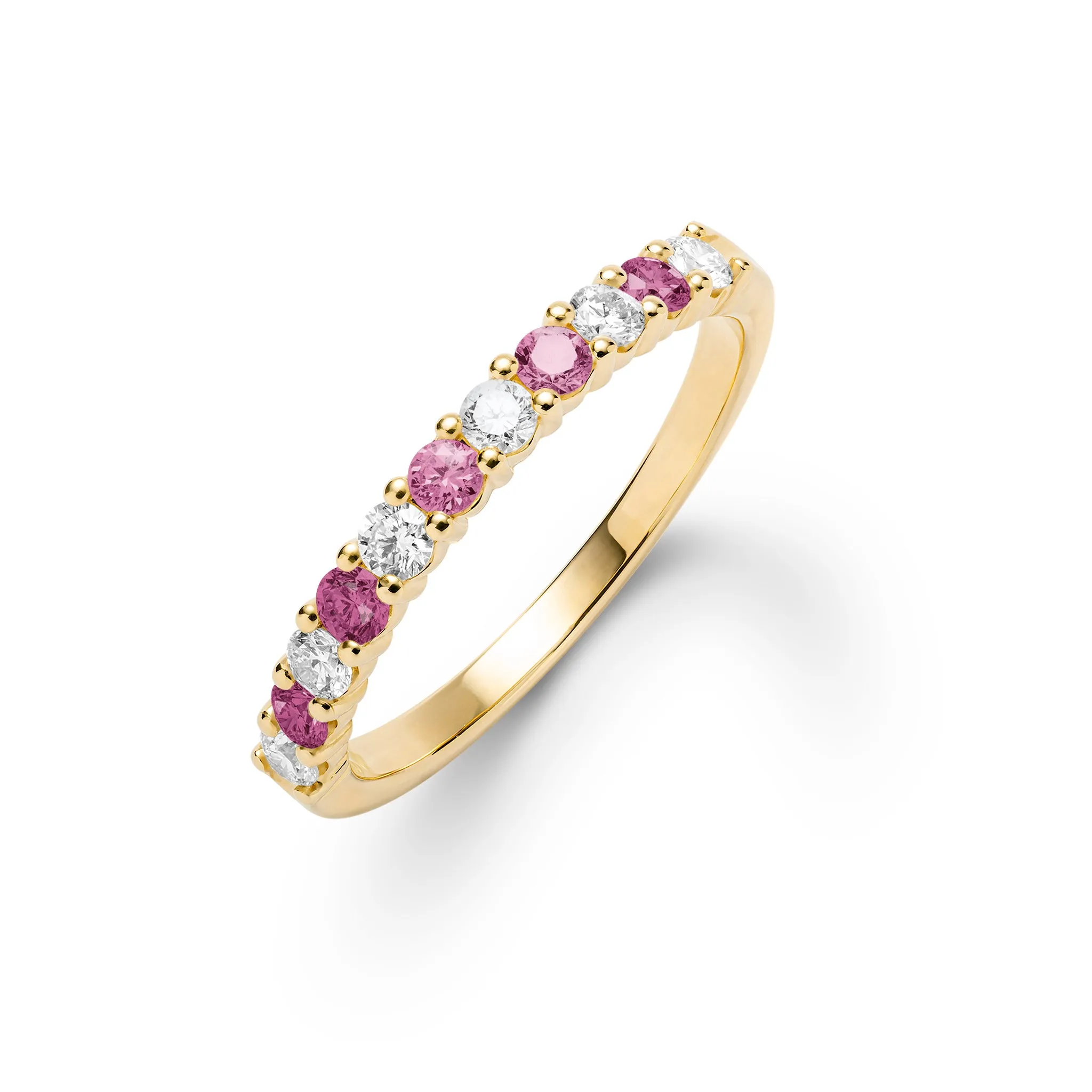 Rosecliff Diamond & Pink Tourmaline Stackable Ring in 14k Yellow Gold sold by Haverhill