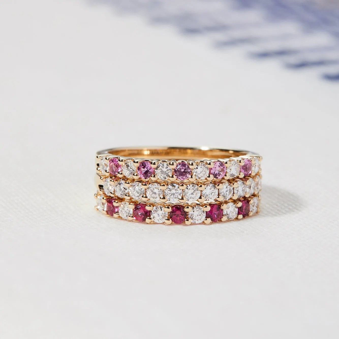 Rosecliff Diamond & Pink Tourmaline Stackable Ring in 14k Yellow Gold sold by Haverhill product image thumbnail 3