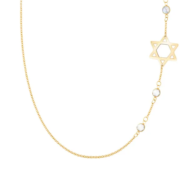 Personalized Classic Star of David & 3 Birthstone Necklace in 14k Gold sold by Haverhill