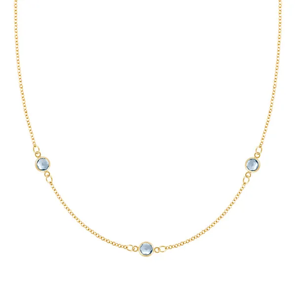Personalized Classic 3 Birthstone Necklace in 14k Gold sold by Haverhill