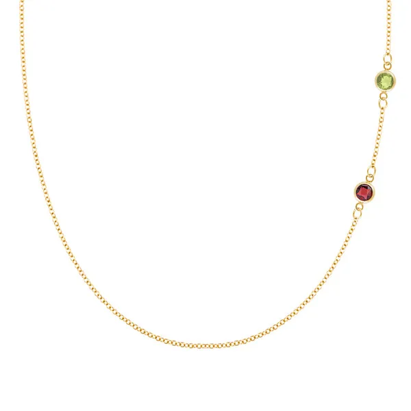 Personalized Classic 2 Birthstone Necklace in 14k Gold sold by Haverhill