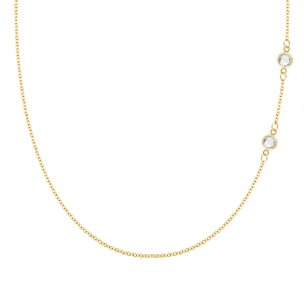 Personalized Classic 2 Birthstone Necklace in 14k Gold sold by Haverhill