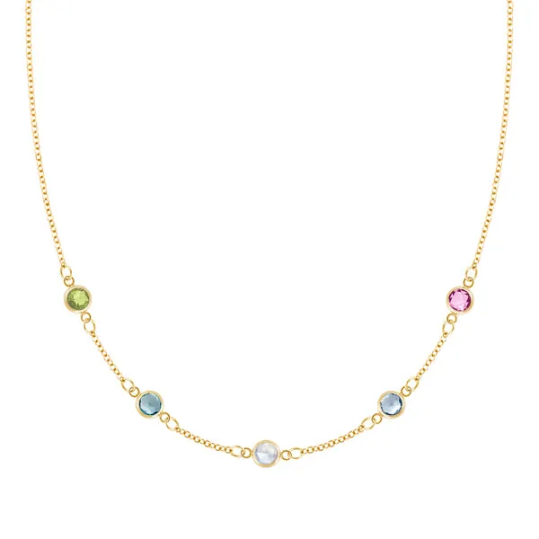 Personalized Classic 5 Birthstone Necklace in 14k Gold sold by Haverhill