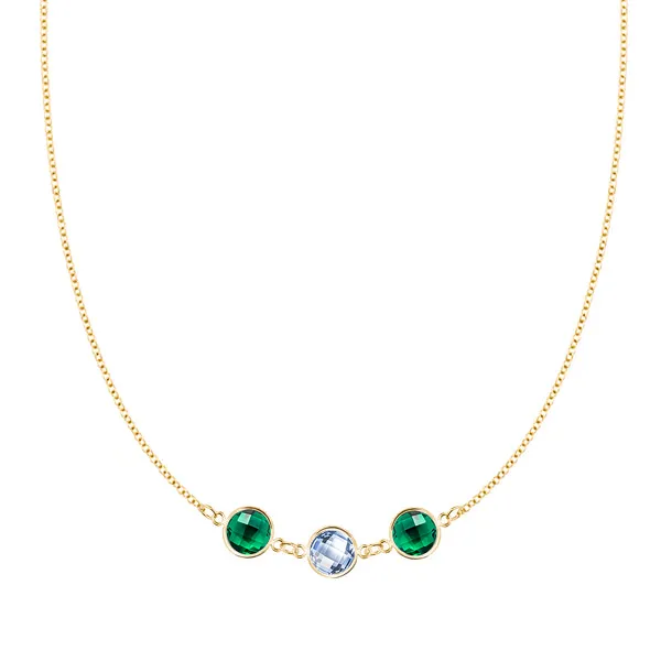 Personalized Grand 3 Connected Birthstone Necklace in 14k Gold sold by Haverhill