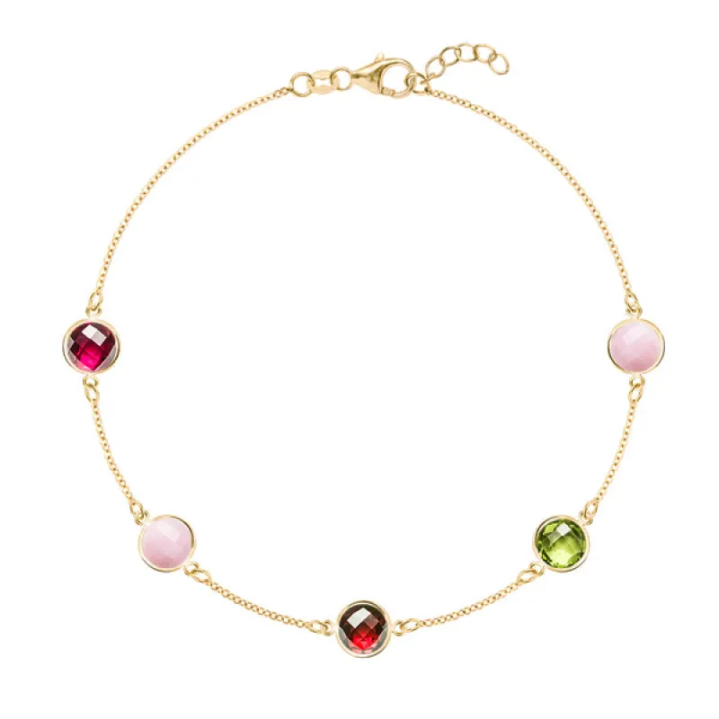 Personalized Grand 5 Birthstone Bracelet in 14k Gold sold by Haverhill