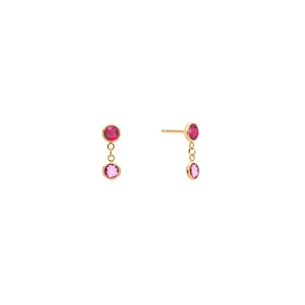 Personalized Classic 2 Birthstone Earrings in 14k Gold sold by Haverhill