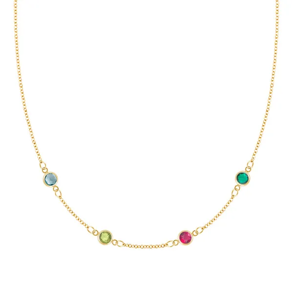 Personalized Classic 4 Birthstone Necklace in 14k Gold sold by Haverhill