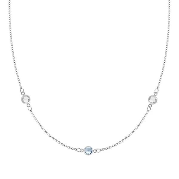 Personalized Classic 3 Birthstone Necklace in 14k Gold sold by Haverhill