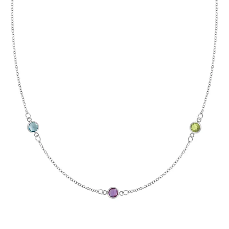 Personalized Classic 3 Birthstone Necklace in 14k Gold sold by Haverhill